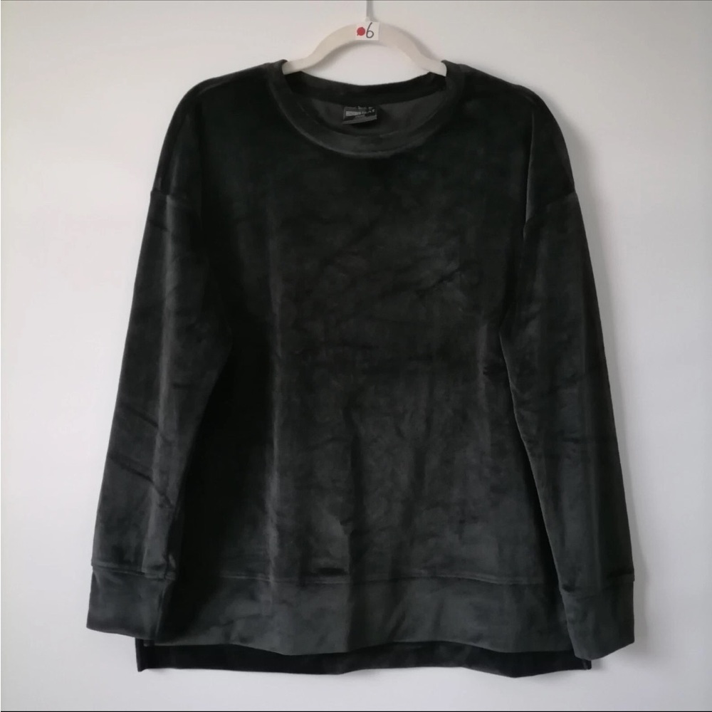 32 Degrees Heat Cool Women's Black Crew Neck Velvet Pullover Sweatshirt Size XL